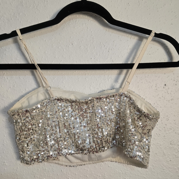 Sequin Crop Top - Champagne Sparkle - Picture 2 of 3